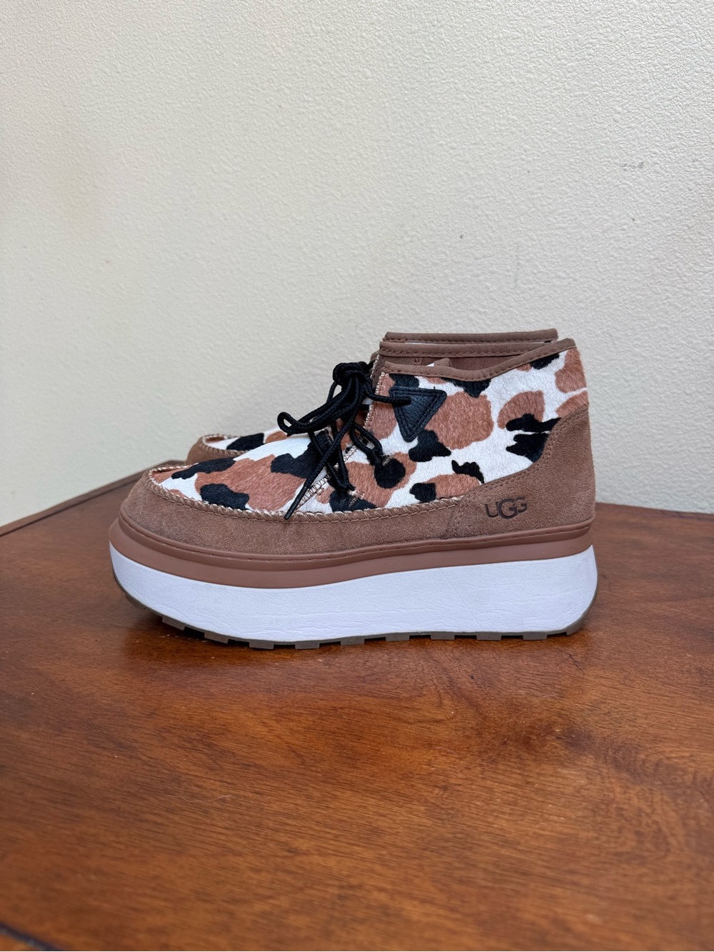 UGG Marin Cow Print Platform Bootie Women's Size 9